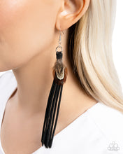 Load image into Gallery viewer, Feathered Festivity Black Earrings