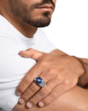 Load image into Gallery viewer, Hexagonal Headliner Blue Men’s Ring