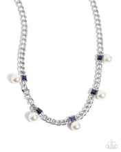 Load image into Gallery viewer, Pearl Pedestal Blue Necklace