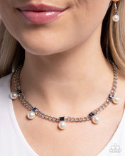 Load image into Gallery viewer, Pearl Pedestal Blue Necklace