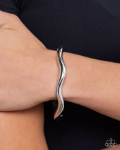 Load image into Gallery viewer, Waving Hello Silver Hinged Bangle