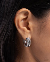 Load image into Gallery viewer, Serrated Shimmer Black Hinged Hoop Earrings