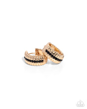 Load image into Gallery viewer, Serrated Shimmer Gold Hinged Hoop Earrings
