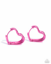 Load image into Gallery viewer, Memorable Love Pink Hinged Hoop Earrings