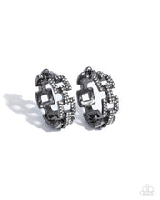 Load image into Gallery viewer, Geometric Glimpse Black Hinged Hoops