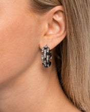 Load image into Gallery viewer, Geometric Glimpse Black Hinged Hoops