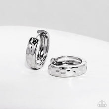 Load image into Gallery viewer, Hammered Hyperaware Silver Hinged Hoop Earrings
