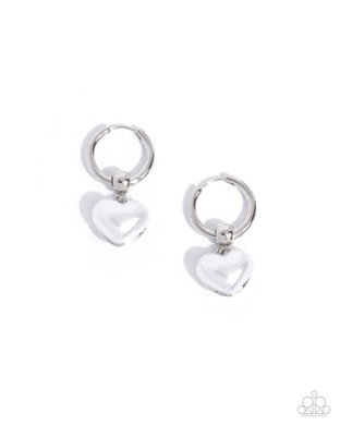 Carriage Chic White Hinged Hoop Earrings