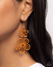 Load image into Gallery viewer, Textured Tiers Orange Earrings