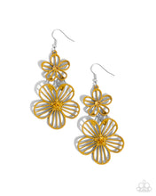 Load image into Gallery viewer, Textured Tiers Yellow Earrings
