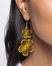 Load image into Gallery viewer, Textured Tiers Yellow Earrings