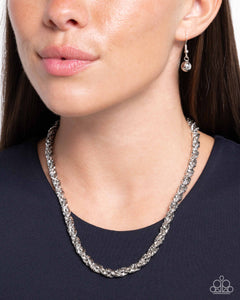 Edgy Etching Silver Necklace