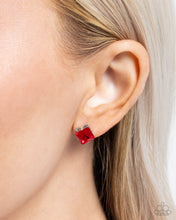 Load image into Gallery viewer, Squared Soprano Red Post Earrings