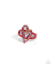 Load image into Gallery viewer, Hybrid Heart Red Skinny Band Ring