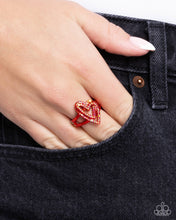 Load image into Gallery viewer, Hybrid Heart Red Skinny Band Ring