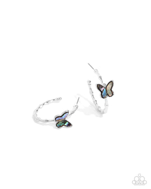 Butterfly Beginning Blue Hoop Earrings