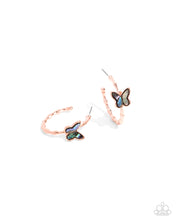 Load image into Gallery viewer, Butterfly Beginning Copper Hoop Earrings