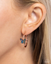 Load image into Gallery viewer, Butterfly Beginning Copper Hoop Earrings