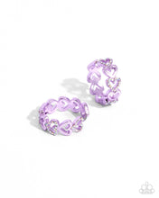 Load image into Gallery viewer, Historic Hearts Purple Earrings