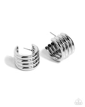 Load image into Gallery viewer, Continuous Construction Silver Hoop Earrings