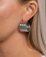 Load image into Gallery viewer, Continuous Construction Silver Hoop Earrings