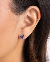 Load image into Gallery viewer, Triangular Twinkle Blue Post Earrings