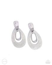 Load image into Gallery viewer, Tattered Teardrop Silver Clip On Earrings