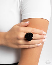 Load image into Gallery viewer, Relaxed Rosette Black Skinny Band Ring