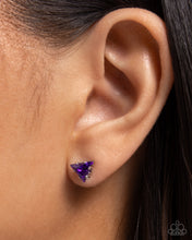 Load image into Gallery viewer, Triangular Twinkle Purple Post Earrings