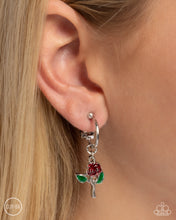 Load image into Gallery viewer, Rose Routine Red Clip On Hoop Earrings