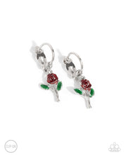 Load image into Gallery viewer, Rose Routine Red Clip On Hoop Earrings