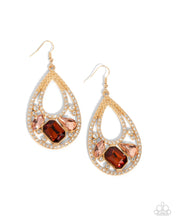 Load image into Gallery viewer, Teardrop Trifecta Brown Earrings