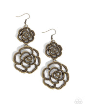 Load image into Gallery viewer, Reminiscent Rosette Brass Earrings