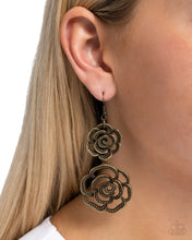 Load image into Gallery viewer, Reminiscent Rosette Brass Earrings