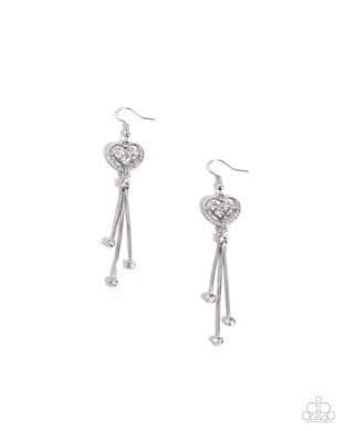 Cascading Character White Earrings