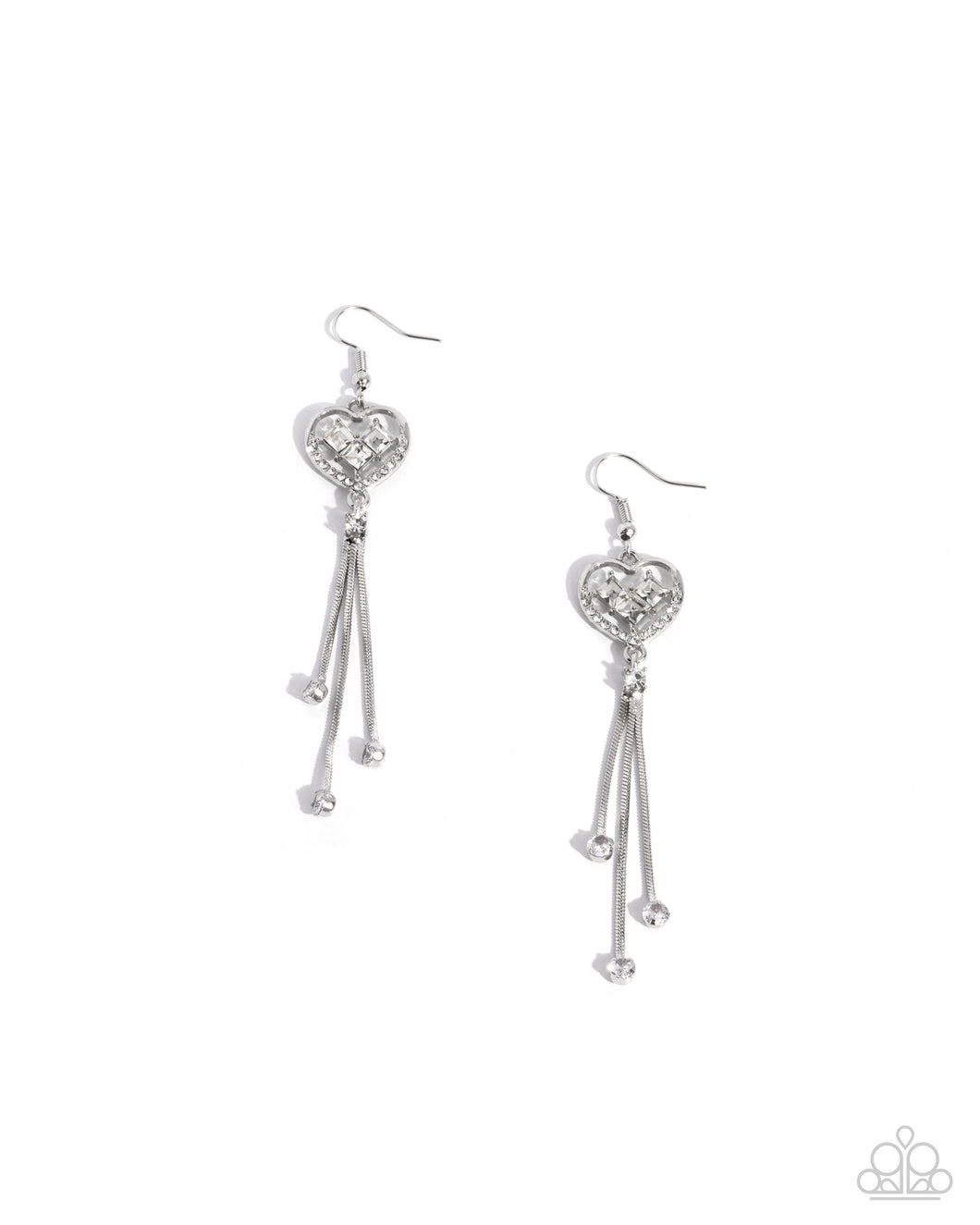 Cascading Character White Earrings