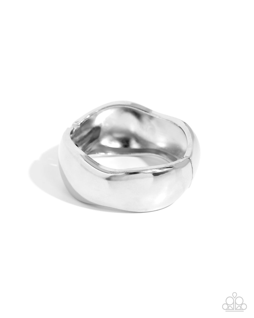 Curved Confident Silver Hinged Bangle