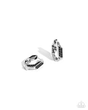 Load image into Gallery viewer, Warped Welcome Black Hinged Hoop Earrings