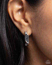 Load image into Gallery viewer, Warped Welcome Black Hinged Hoop Earrings