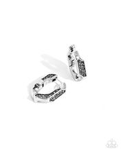 Load image into Gallery viewer, Warped Welcome Silver Hinged Hoop Earrings
