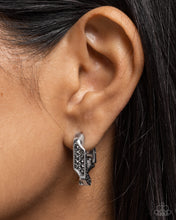 Load image into Gallery viewer, Warped Welcome Silver Hinged Hoop Earrings
