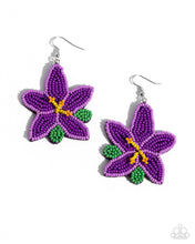 Load image into Gallery viewer, Seed Bead Symmetry Purple Seed Bead Earrings