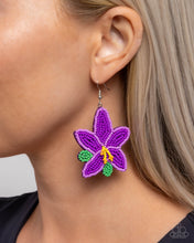 Load image into Gallery viewer, Seed Bead Symmetry Purple Seed Bead Earrings