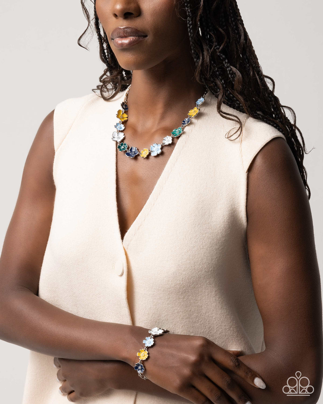 French Florals Blue Necklace