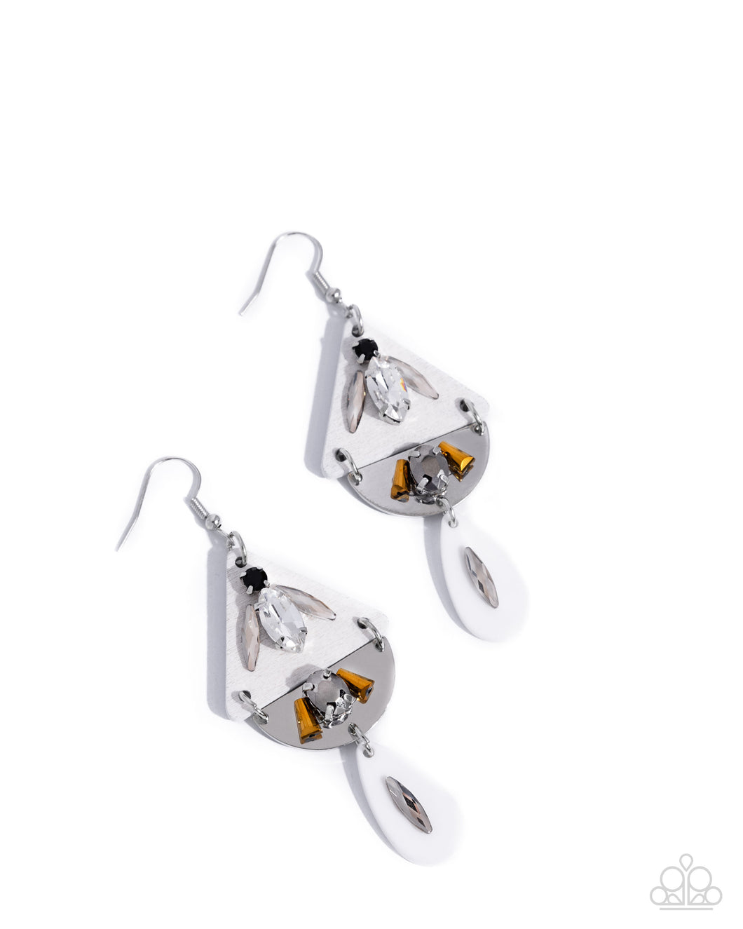 Abstract Articulation White Earrings