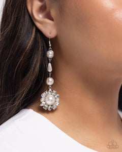 Pearly Plot Twist White Earrings