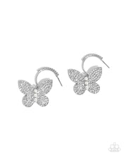 Load image into Gallery viewer, Butterfly Boundary White Hoop Earrings