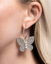 Load image into Gallery viewer, Butterfly Boundary White Hoop Earrings