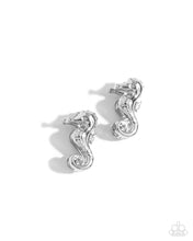Load image into Gallery viewer, Sea Horse Statement Silver Hinged Hoop Earrings