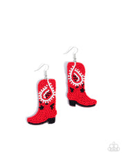 Load image into Gallery viewer, Western Webbing Red Earrings